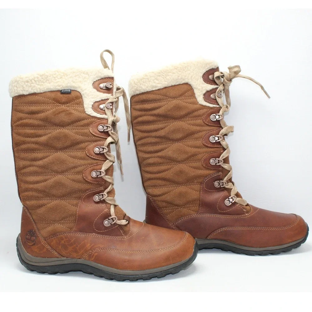 Timberland Mount Hope Mid‎ Waterproof Winter Boots Brown Leather Womens 8.5 NWOB